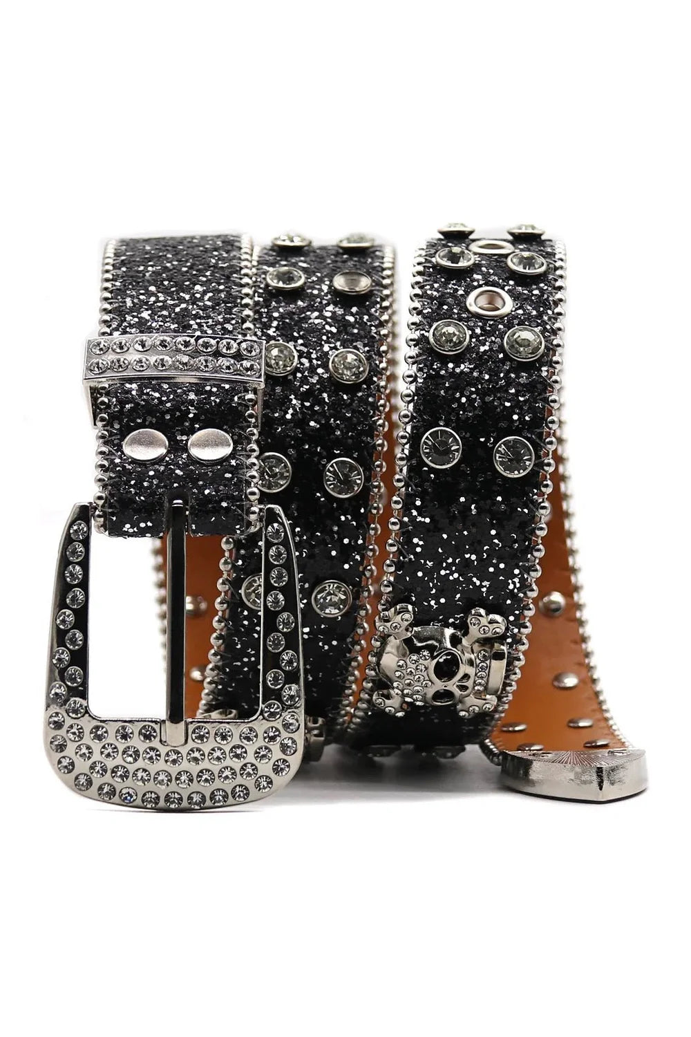 Punk Crystal Studded Western Cowboy Belt