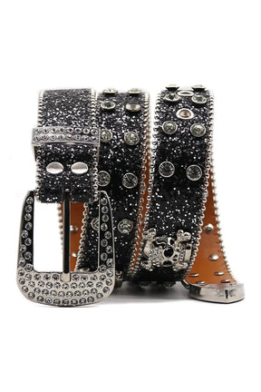 Punk Crystal Studded Western Cowboy Belt