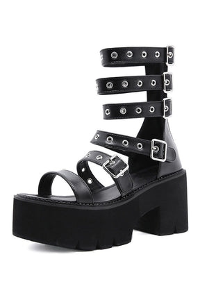 Stylish black Punk Gladiator Sandals with attitude.