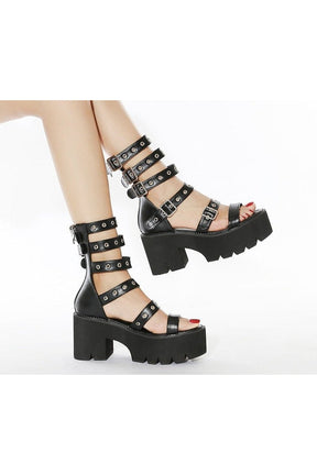 Stylish black Punk Gladiator Sandals with attitude.