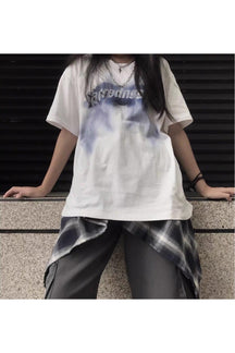 Punk Gothic Loose T-shirt in bai color.