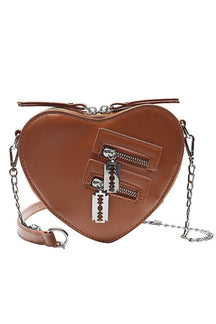 Stylish Brown Punk Heart Blade Chain Bag.