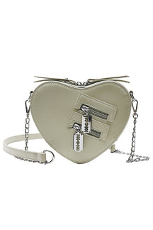 Green Punk Heart Blade Zipper Chain Bag.