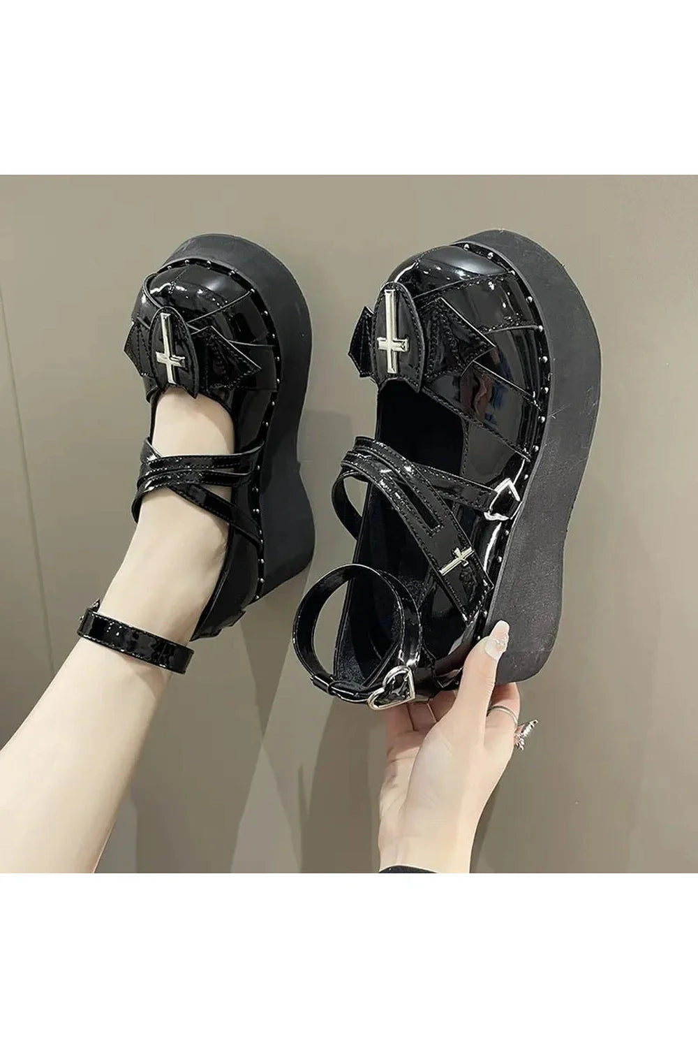 Punk Metal Mary Janes Platform Shoes