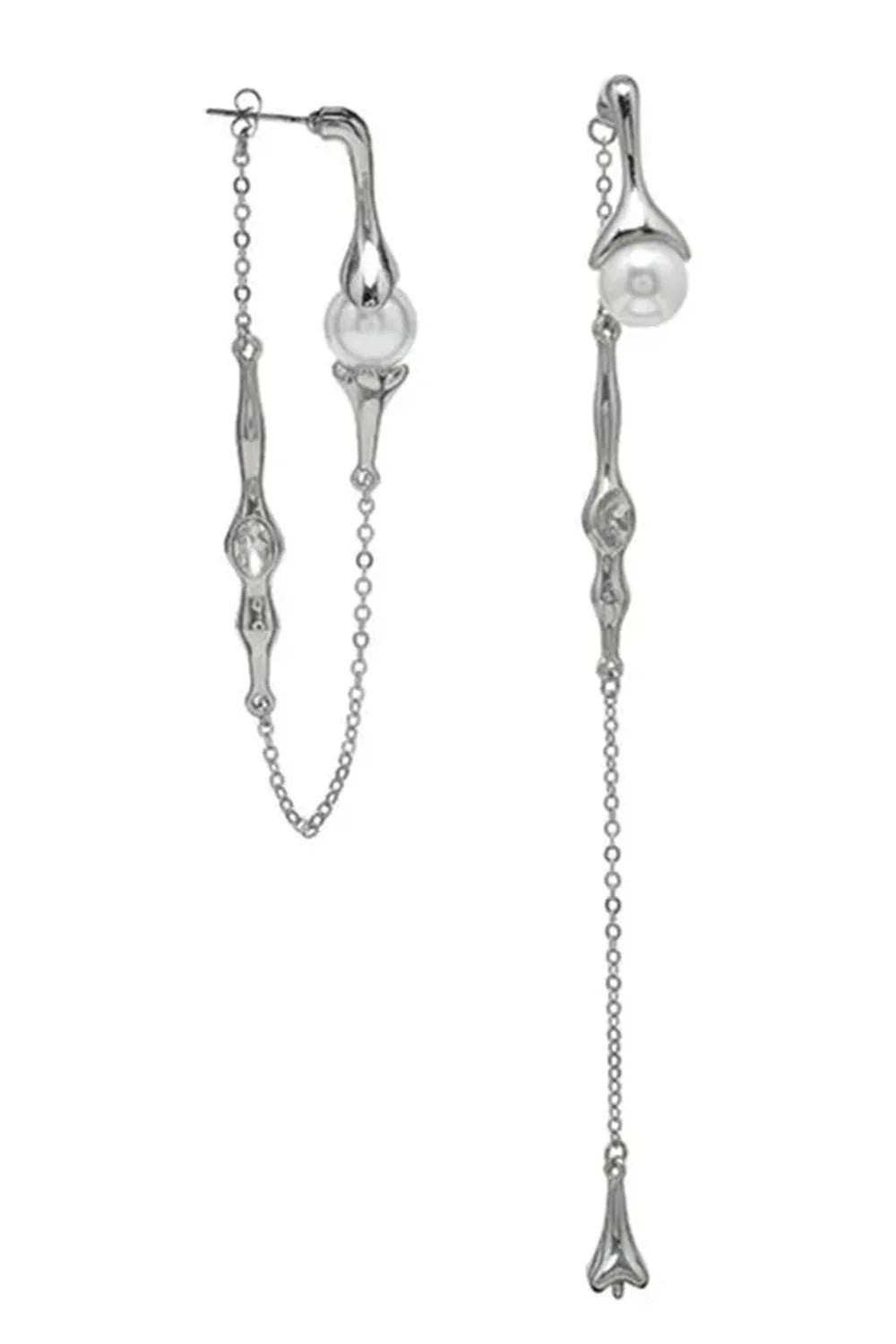 Punk Pearl Tassel Drop Earrings