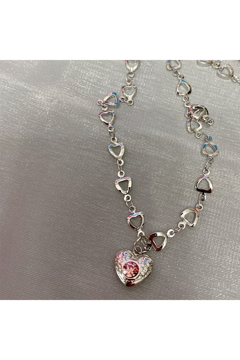 Punk Pink Love Heart Necklace