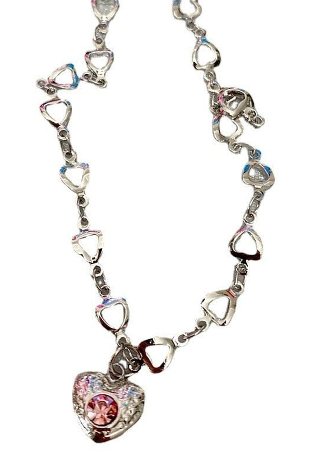 Punk Pink Love Heart Necklace