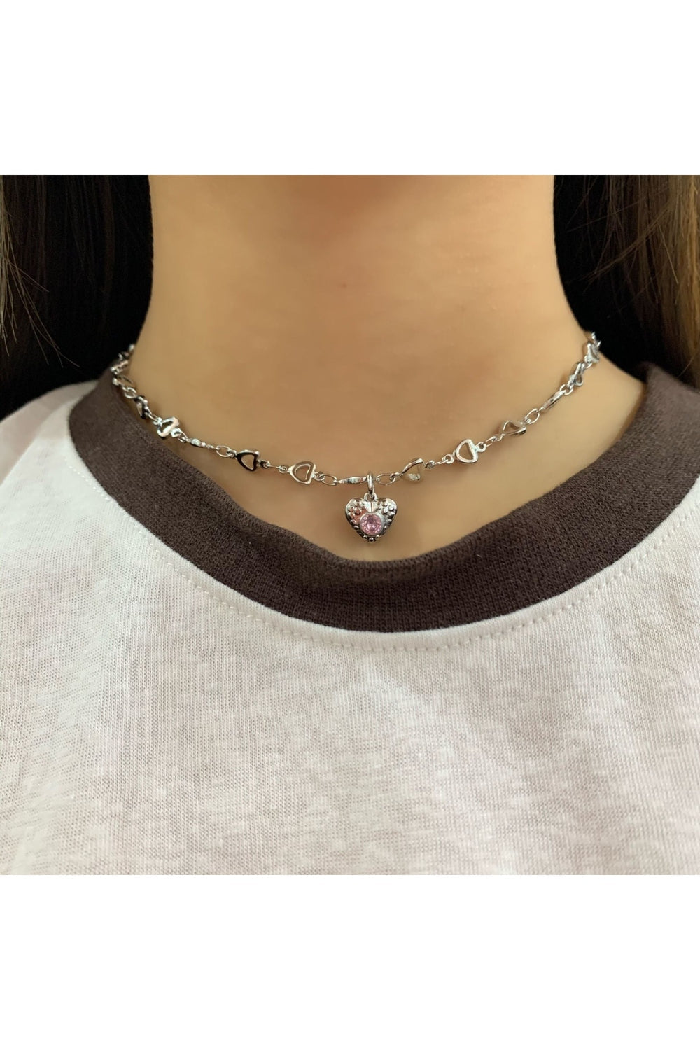 Punk Pink Love Heart Necklace