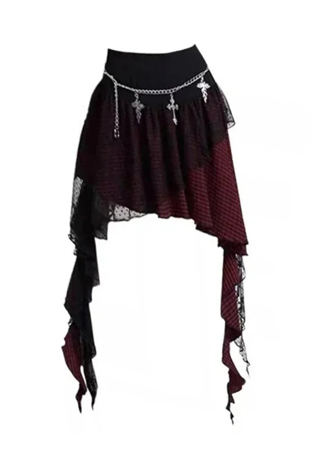 Edgy Punk Princess Asymmetrical Skirt in Black.