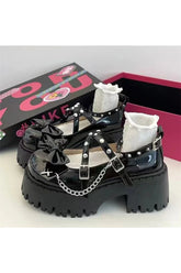 Stylish Punk Princess Platform Shoes in black punk.