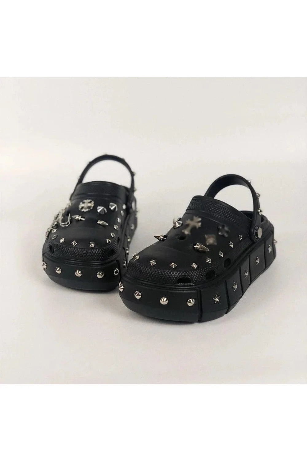 Punk Rivet Platform Slippers