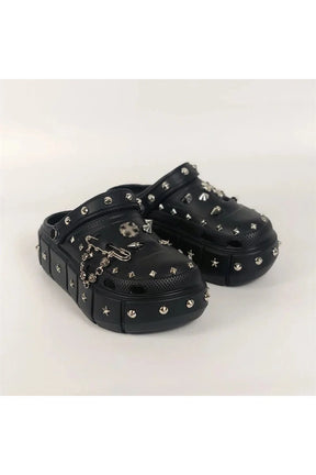 Punk Rivet Platform Slippers