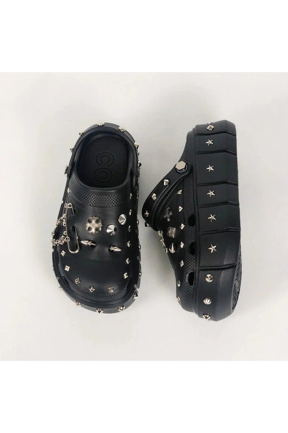 Punk Rivet Platform Slippers