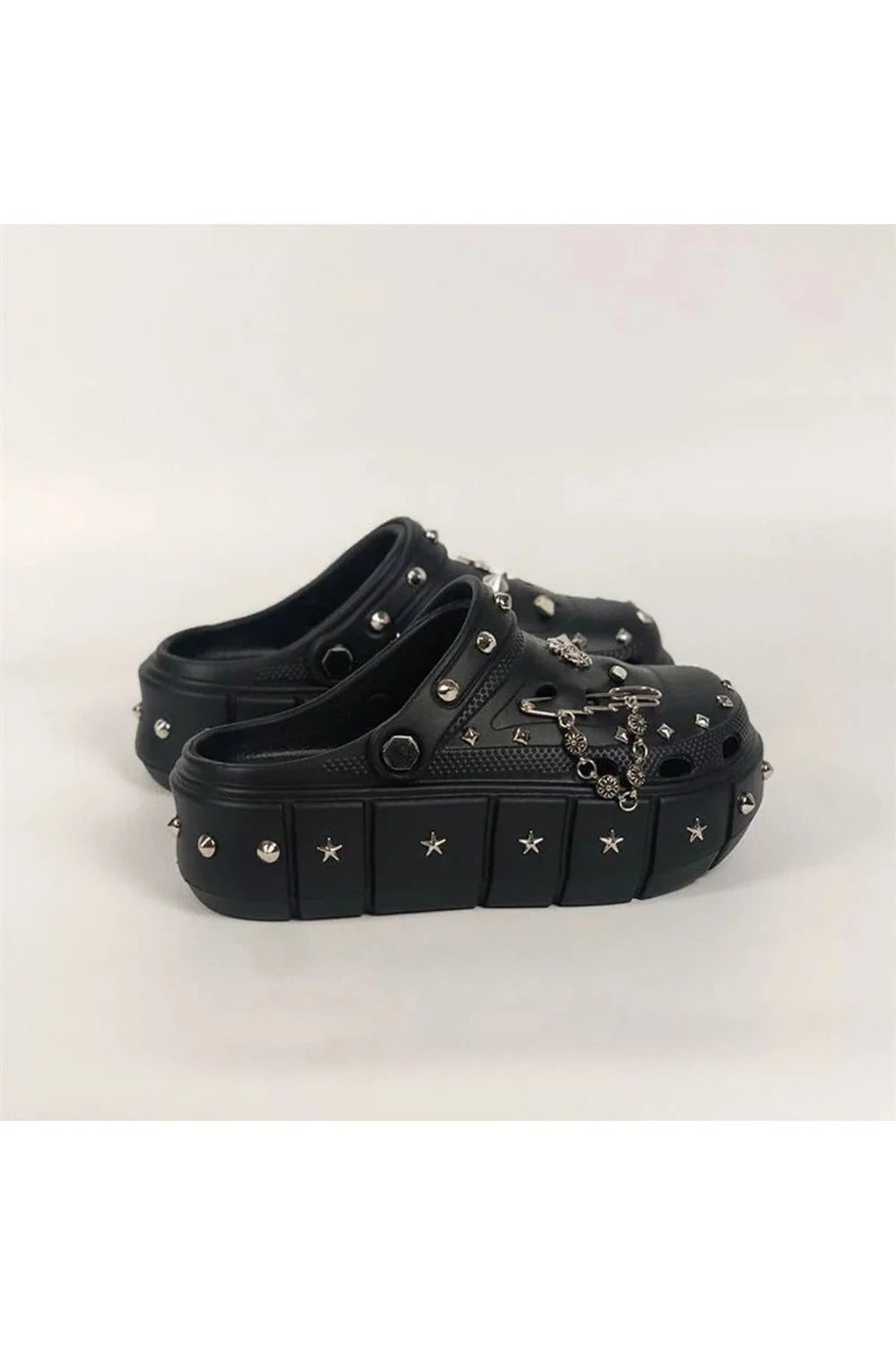 Punk Rivet Platform Slippers