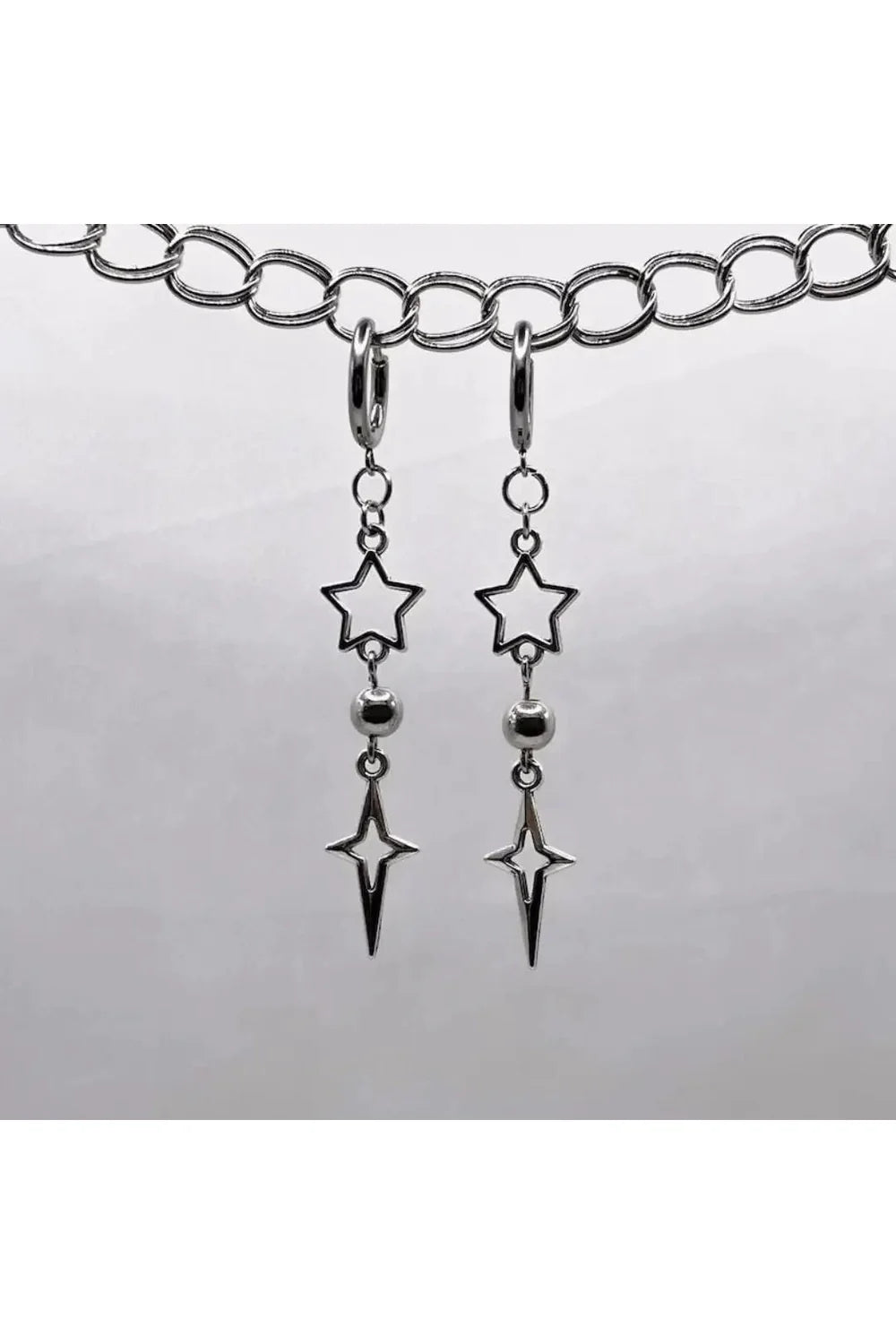 Punk Star Pendant Earhook Earrings