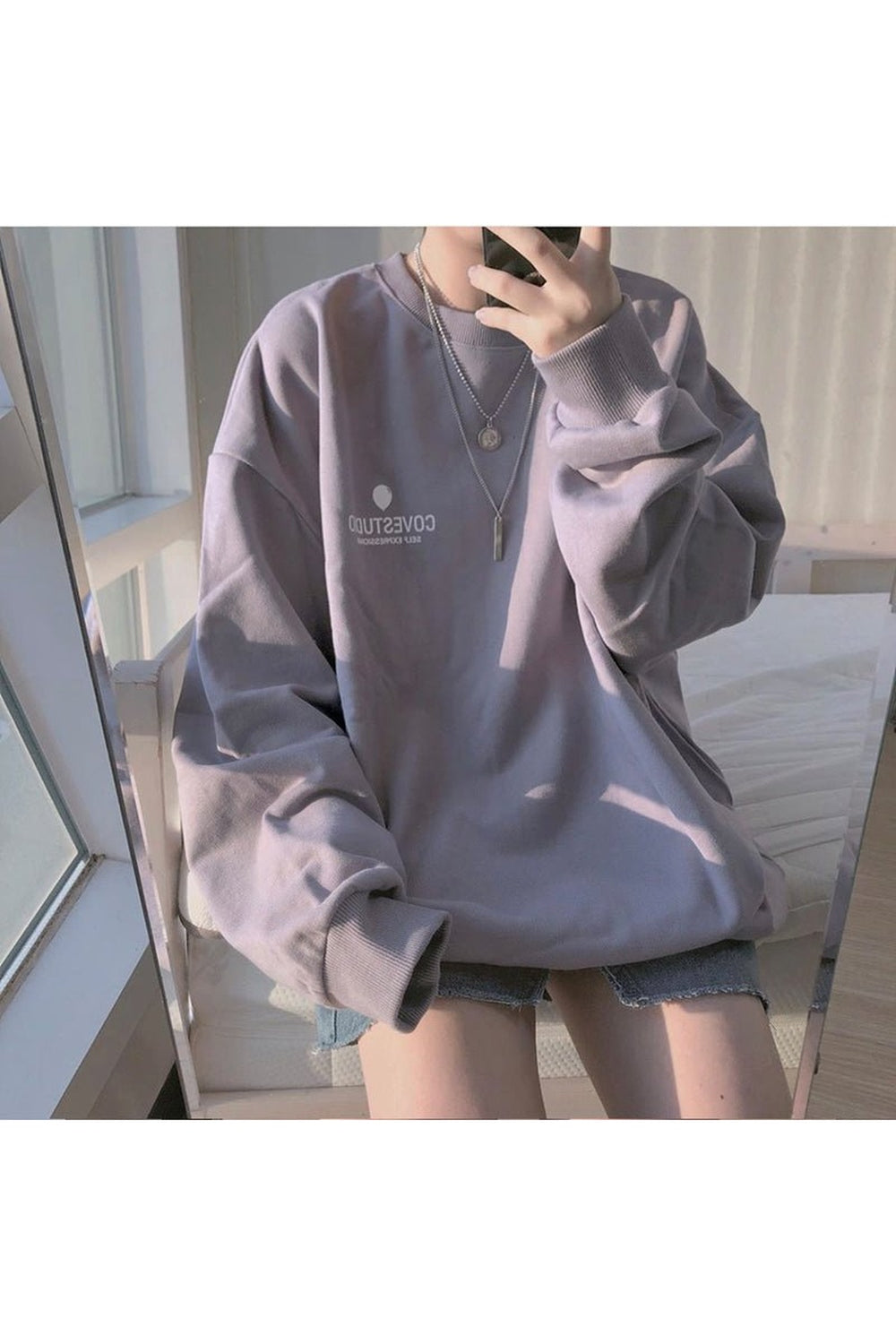 Purple Pastel Aesthetic Loose Sweatshirt