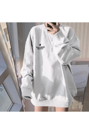 White variant of Purple Pastel Aesthetic Loose Sweatshirt.