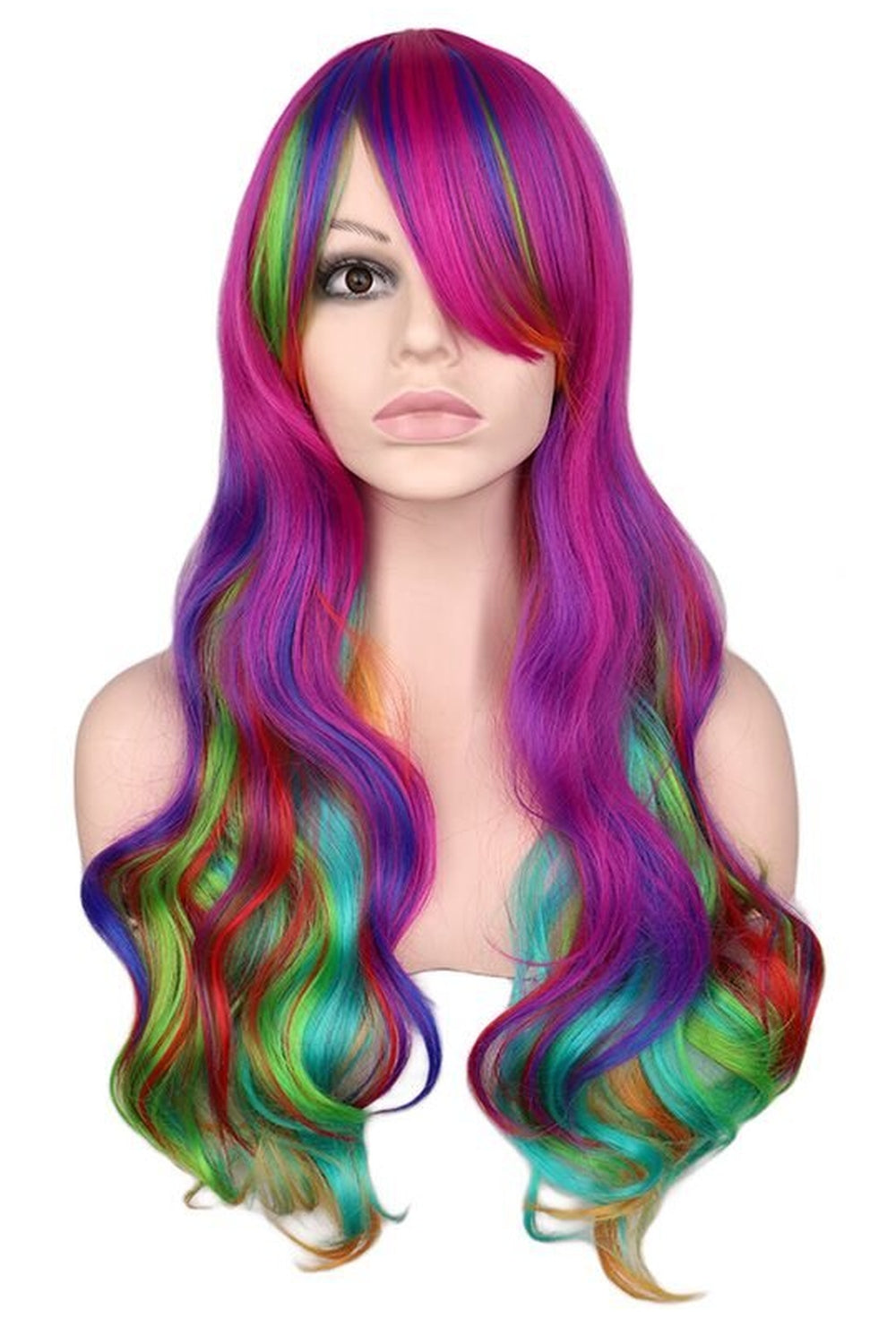 Rainbow Colorful Long Curly Wig