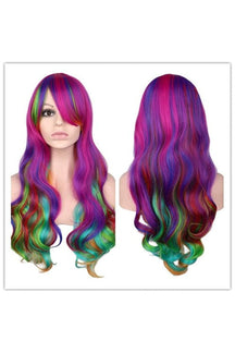 Rainbow Colorful Long Curly Wig