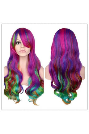 Rainbow Colorful Long Curly Wig