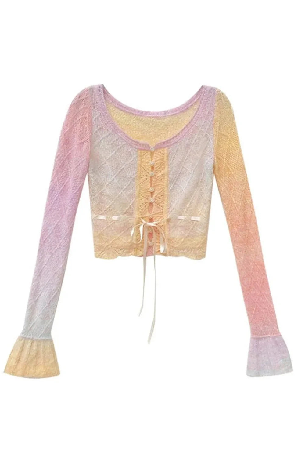 Fall Rainbow Gradient Lace Cardigan