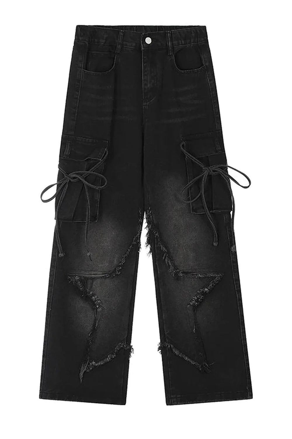 Black Fall Raw Edge Cargo Jeans for stylish looks.