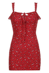 Red Floral Mini Sundress in vibrant Red color.