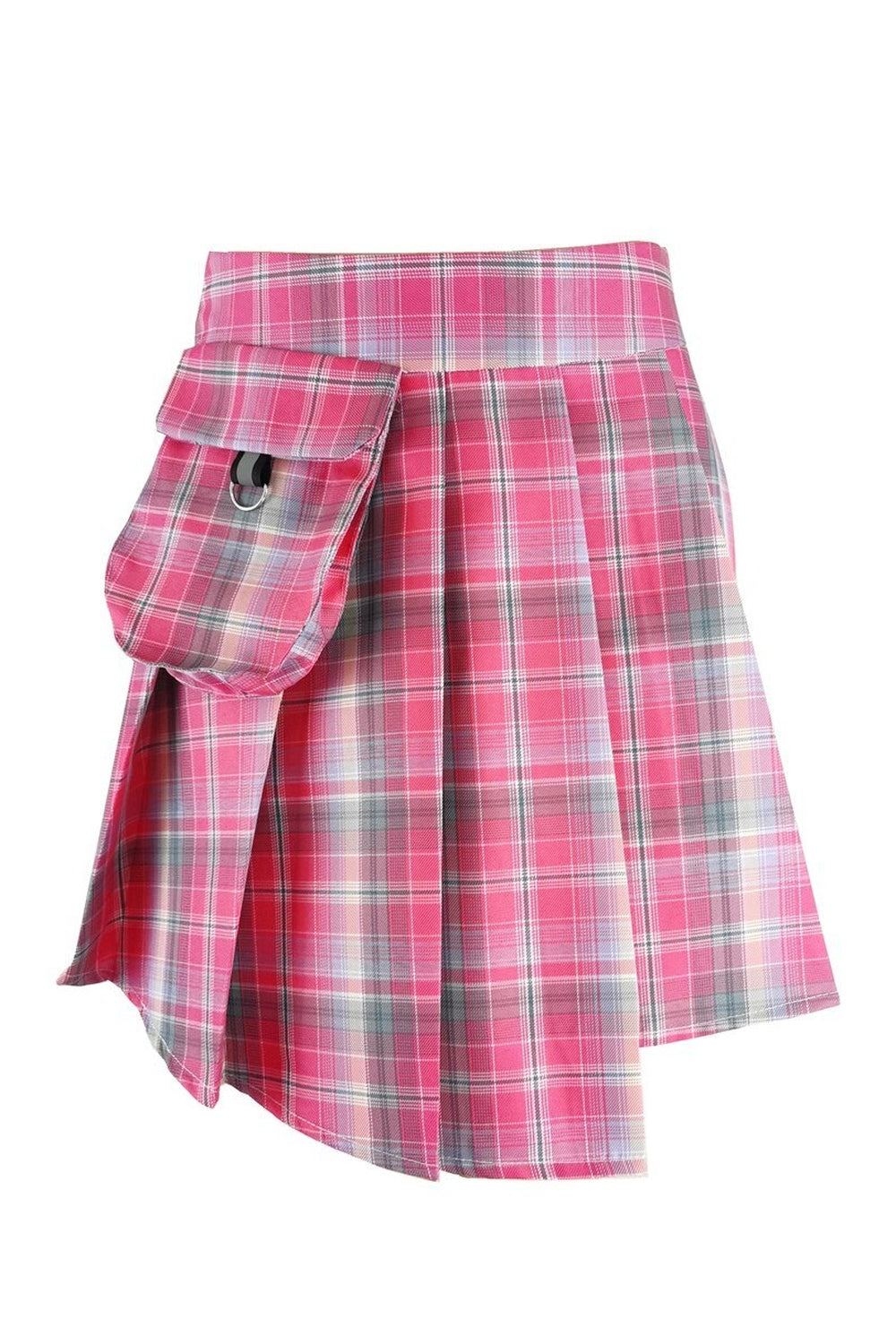 Red Tartan Button Mini Skirt in variant 2705-2FS, eye-catching.