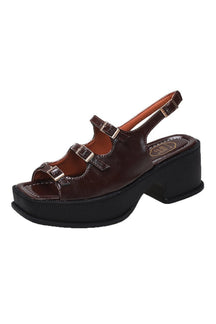 Vintage Brown Platform Sandals exude nostalgic vibes.