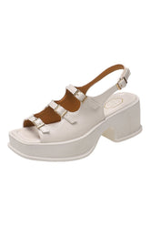 Beige Retro Aesthetic Platform Sandals: Vintage-inspired charm.