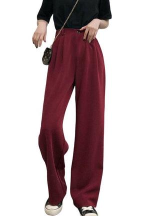 Retro Burgundy Casual Pants