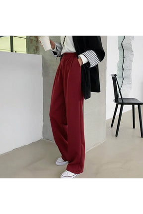 Retro Burgundy Casual Pants