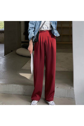 Retro Burgundy Casual Pants