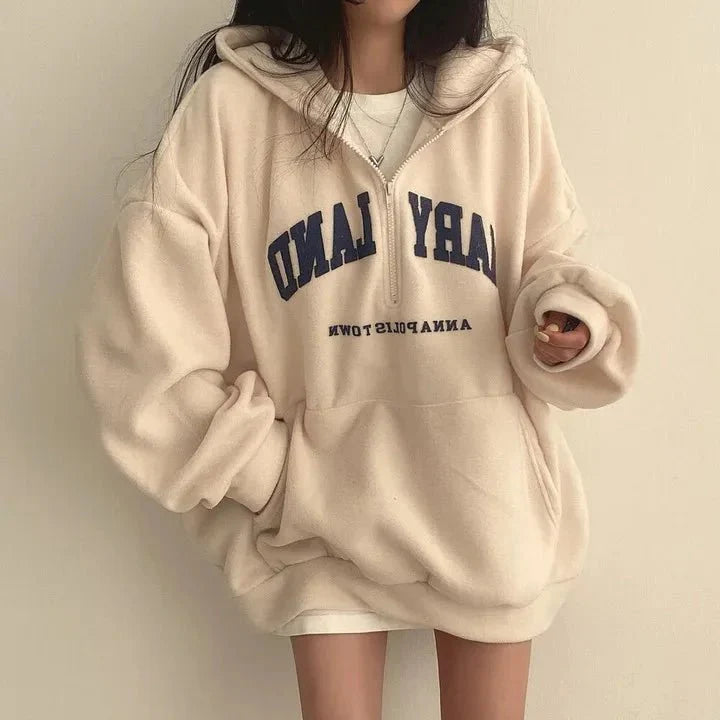 Retro Campus Half-Zip Hoodie