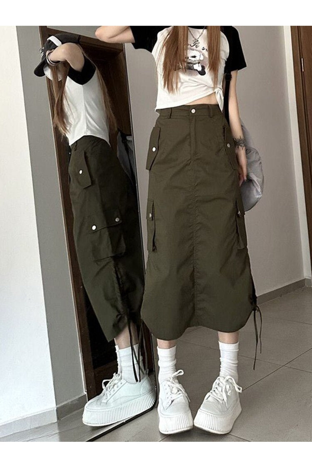 Retro Cargo Skirt with Pockets