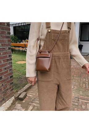 Retro Corduroy High-waist Overalls