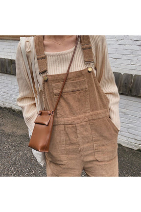 Retro Corduroy High-waist Overalls