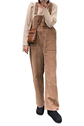 Retro Corduroy High-waist Overalls