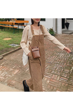 Retro Corduroy High-waist Overalls