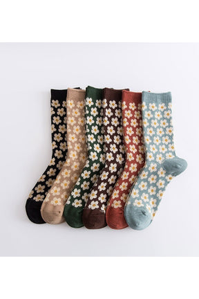 Retro Cozy  Flower Socks