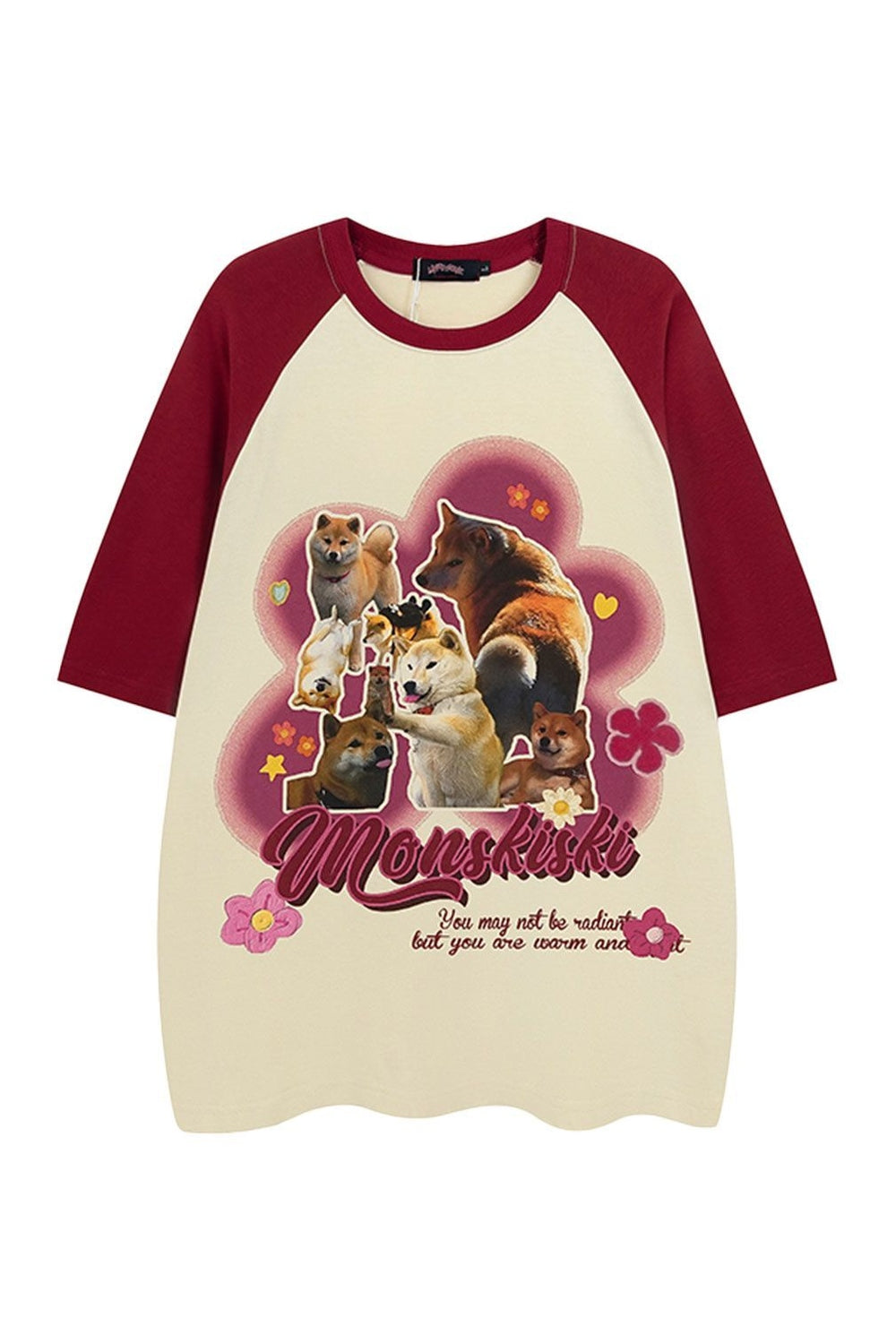 Vintage red Retro Dog Raglan Sleeve T-Shirt.