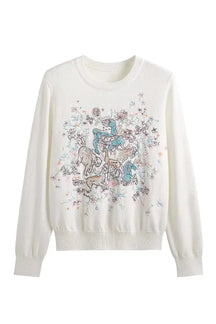 Retro Embroidery Knit Pullover