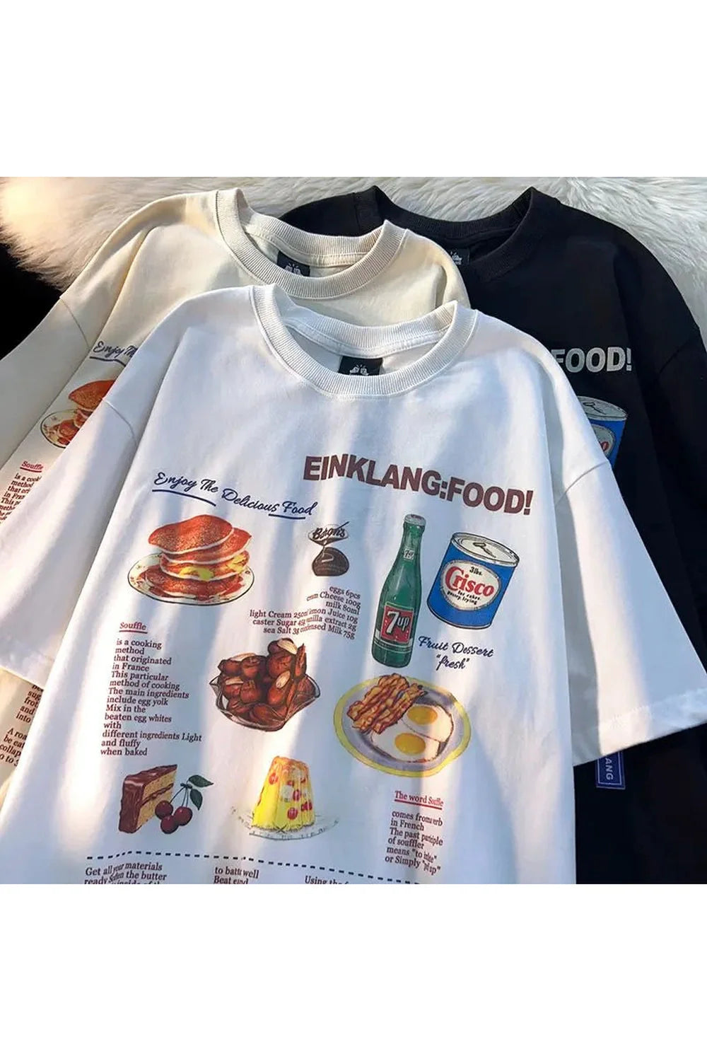 Vintage "Retro Food Anime T-Shirt" in WHITE design.