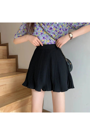 Retro High-Waist Pleated Skirt