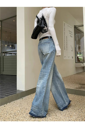 Vintage Blue Wide-Leg Jeans with High Waist