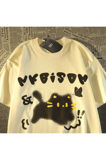 Vintage apricot Retro Kitten Pattern t-shirt.