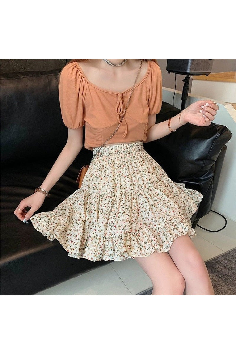 Retro Mini Ruffles Skirt