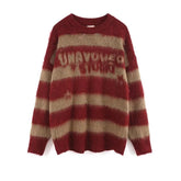 Red Retro Rebel Striped Sweater with attitude.