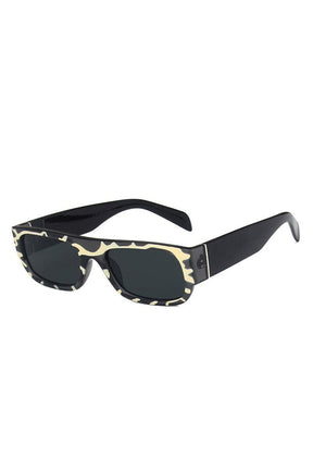 Retro Rectangle Champagne Purple Sunglasses