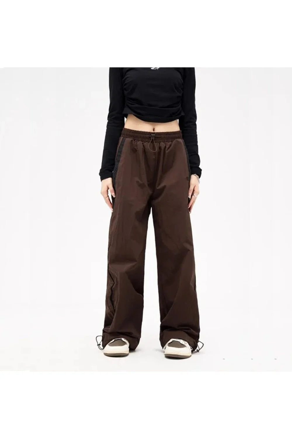 Retro Solid Drawstring Trousers